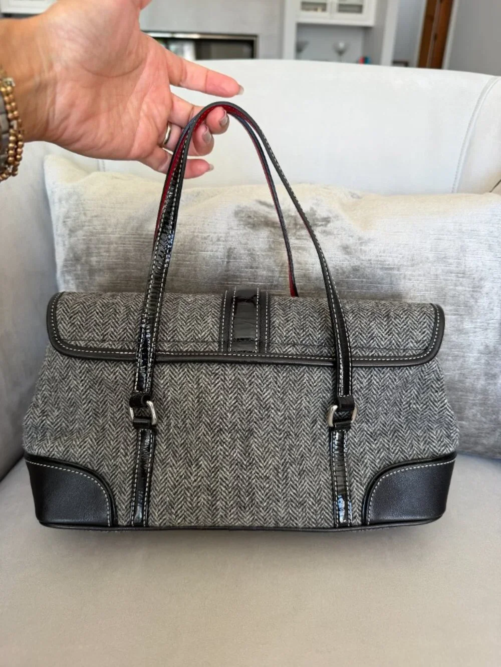 Coach Vintage Y2K Hamptons Wool Herringbone Flap Shoulder Bag (Style: 1409)